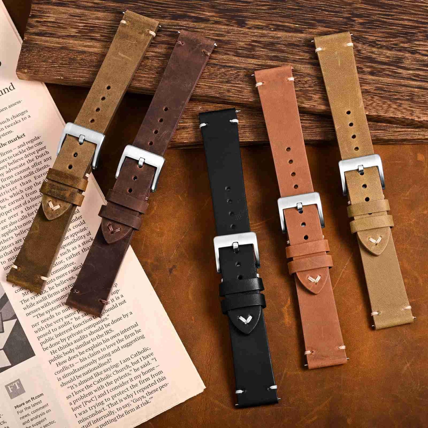 BISONSTRAP Distressed Leather Watch Strap, Watch Replacement Bands for Men, Quick Release Spring Bars, 20mm, Toffee Brown (Silver Buckle)