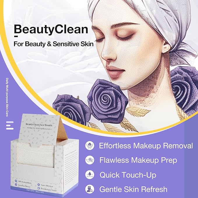 2 Pack Disposable Face Towel, Biodegradable Ultra Soft Face Towelettes