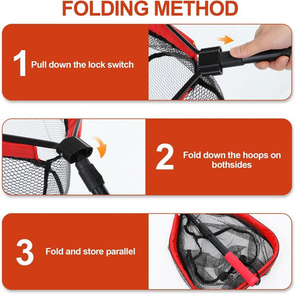 Floating Fishing Net - Retractable & Foldable for Easy Storage | Ideal for Bass, Trout, Kayak & Boat Fishing