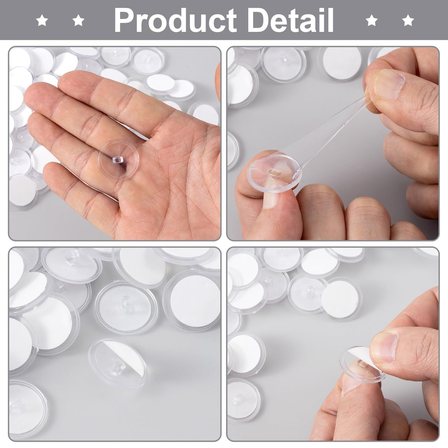 Mxxipp 80 Pack Self-Adhesive Ceiling Hooks for Hanging, Sticky Damage-Free No-Drill Ceiling Discs, Removable Transparent Wall Hanger for Festival Wedding Birthday Party Christams Decorations