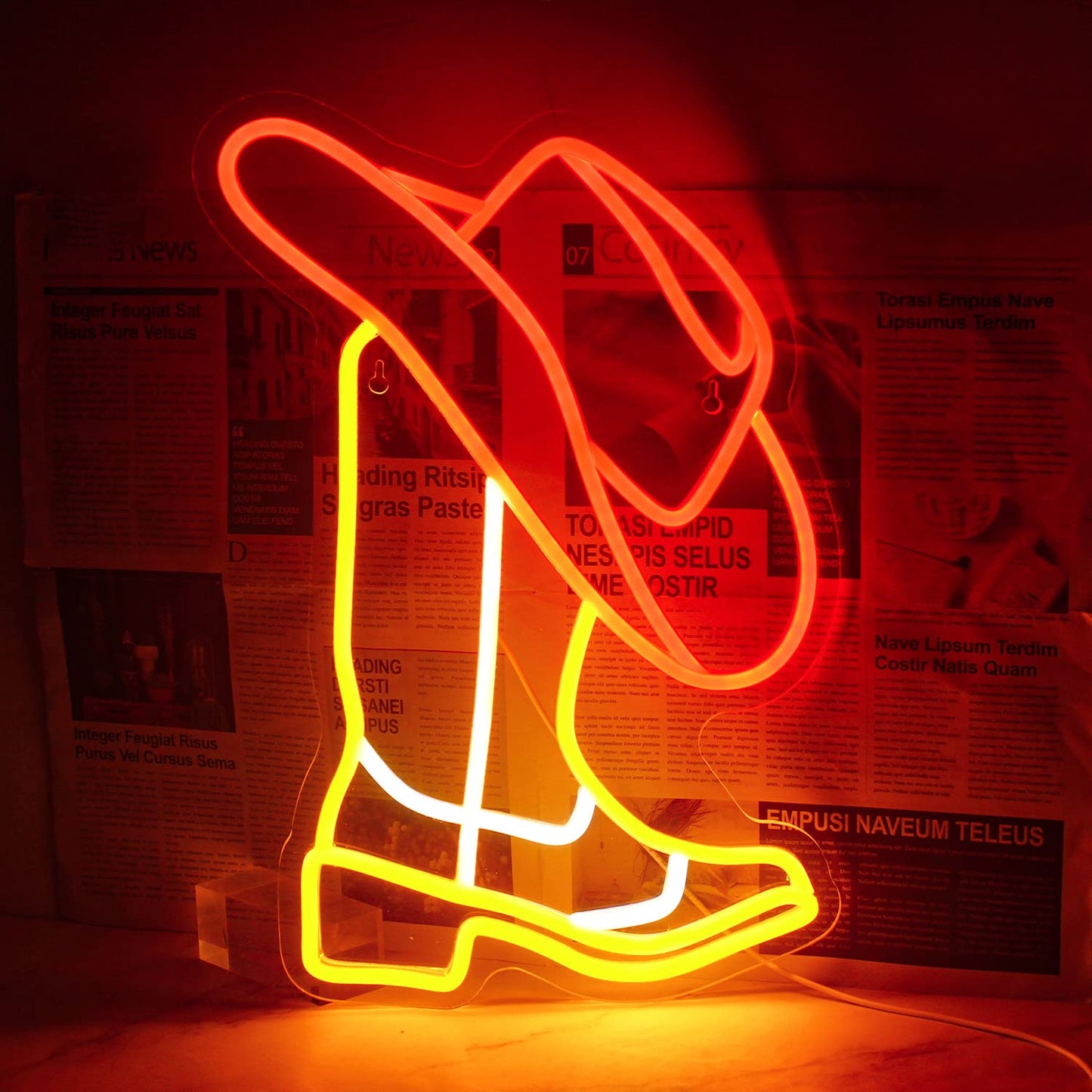 Horseneon Cowboy Neon Signs Cowboy Hat Neon Lights Signs, Western Neon Light, Cowboys Boot Led Sign with USB Powered for Cowboys Farm, Wall Hanging Decor