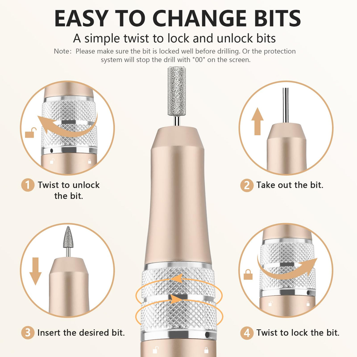 Kredioo Nail Drill Professional Electric 35000RPM Nail Drill Machine Kit Remove Gel Nails Acrylic Polish Thick Toe with 11 Sanding Bits E File Set