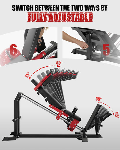GOIMU L5 Leg Press Hack Squat Machine, 30-Degree Leg Press Machine for Home Gym, Compact Hack Squat Machine with Removable Shoulder Pad, Lower Body Workout Equipment