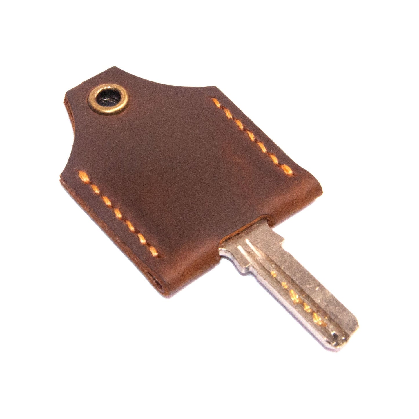 Turbosnail Leather Key Cover, Leather Key Cap, Key Covers for House Keys (Brown)