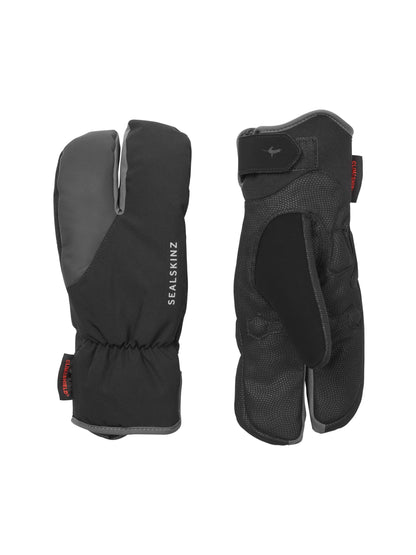 SEALSKINZ Barwick Waterproof Extreme Cold Weather Cycle Split Finger Glove, Black/Grey, L