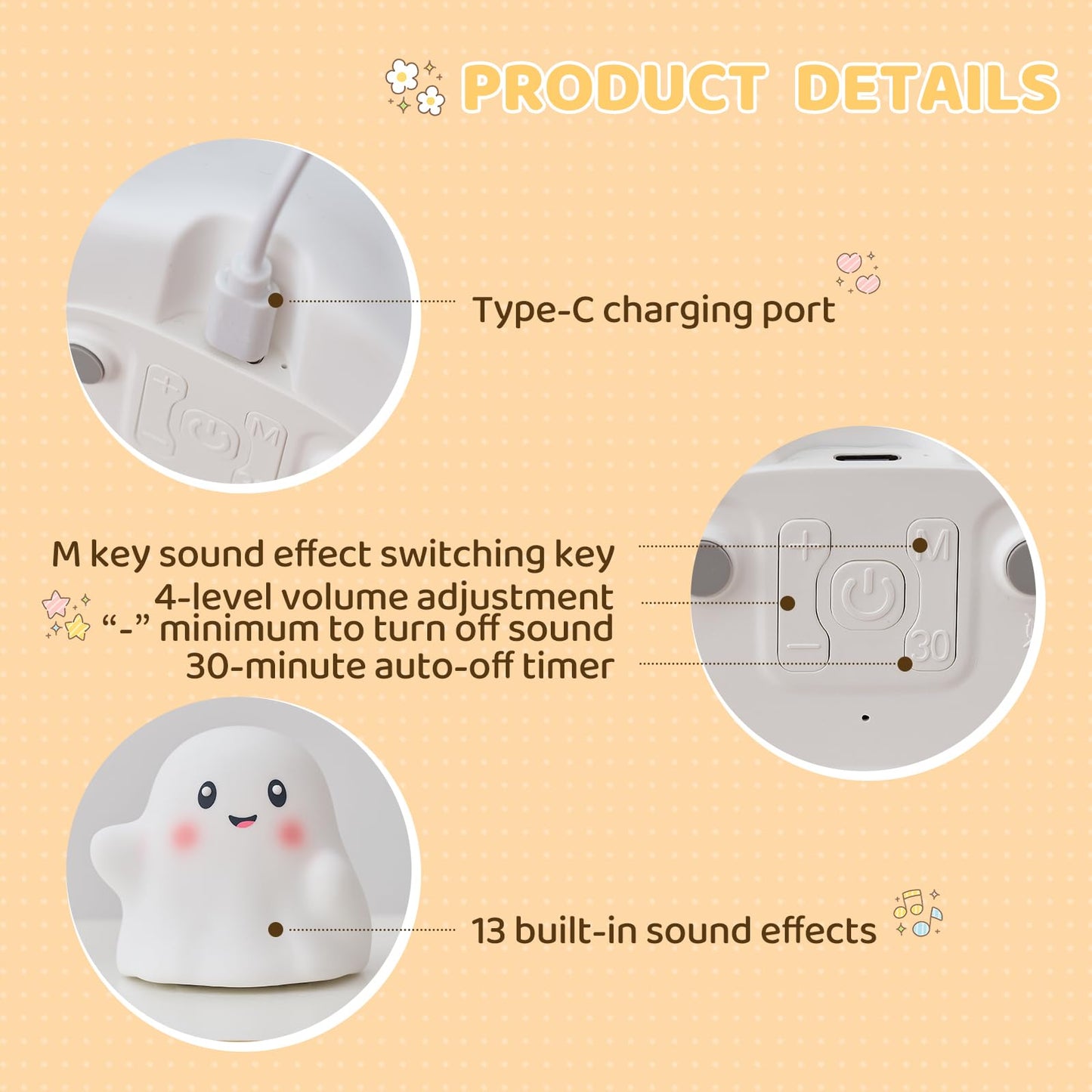 nextanG Cute Ghost Night Light for Kids, Rechargeable Silicone Bedside Night Light with Tap Control, Dimmable Nursery Decor Lamp, Fun Ghost Gift for Kids, Halloween Room Decor, Ghost Lamp
