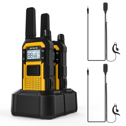 Retevis RB48 Walkie Talkies for Adults, with G-Type Earpiece, MIL-STD 810H, Advanced Triple Proof, Support VOX, 2000mAh, Emergency Alert, Vibration Reminder, Heavy Duty Two Way Radios(2 Pack)