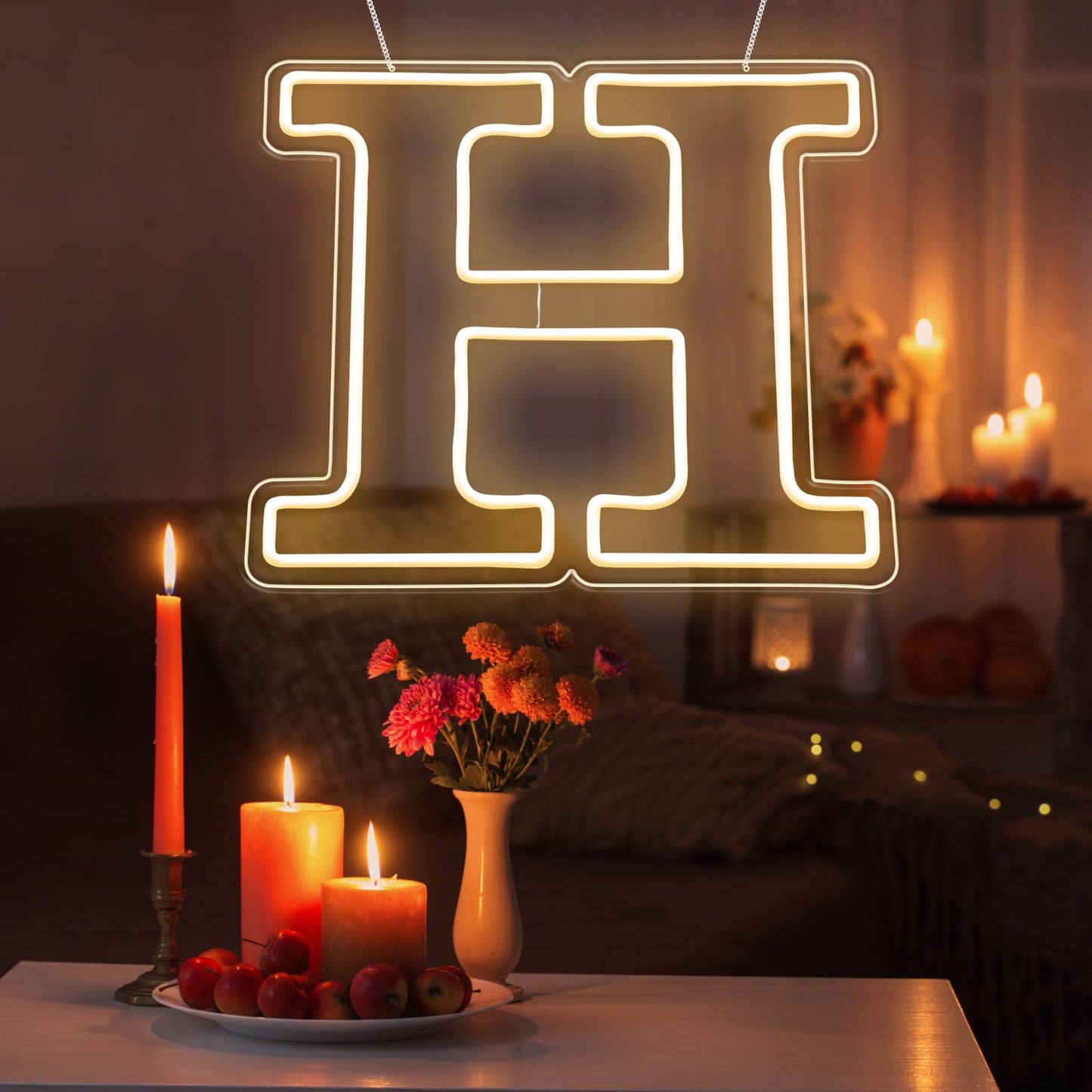 RumonZS Light Up Letters H LED Letters Lights Neon Sign 26 Alphabet 13.2"Decorative Lighted Alphabet for Wedding Party Birthday Bar Christmas Home Decor Letter Lights (Warm White)