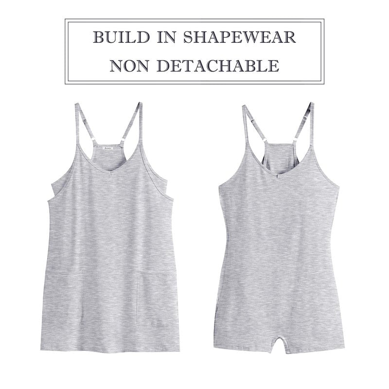 ANRABESS Women Athletic Dress Summer Tennis Workout Active Sports Mini Romper Dress Built in Shorts Travel Vacation Clothes Heather Gray X-Large