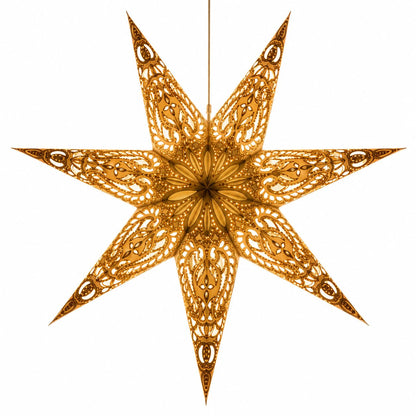 YEPSIO Lantern Lampshade Paper Star Light Shades Large 60cm Hanging Decorations for Christmas Wedding Home Decoration Birthday Party Foldable 7 Pointed Star (Glitter White Golden)