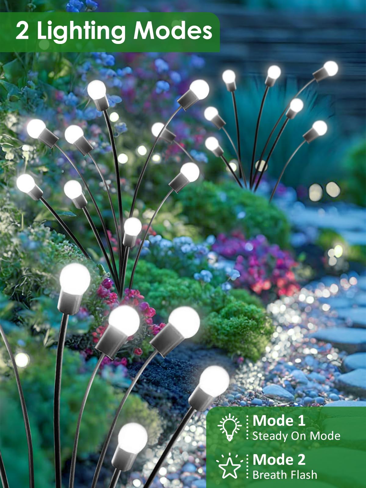2026 Upgraded Solar Lights Outdoor, 8 Pack Solar Garden Lights with 2 Modes, Firefly Lights Outdoor Waterproof, Sway by Wind, Twinkle Firefly Light for Yard Patio Path Garden Decoration (Cool White)