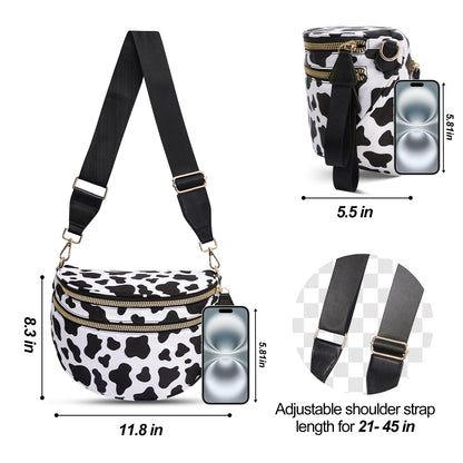 Checkered Crossbody Bag,Nylon Bum Bags for Women Crossbody,Spacious Sling Bag Purse Fanny Packs with Shoulder Strap
