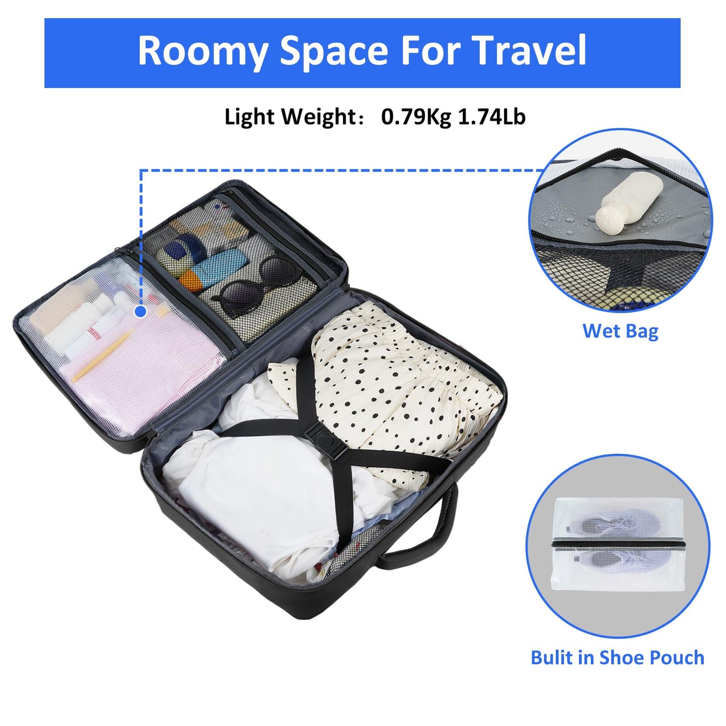 Taygeer Travel Laptop Backpack for Men Women, Airplane Approved Travel Backpack Suitcase with Water Bottle Pocket, Lightweight College 35l Luggage Bag 15.6inch Laptop Mochila Gifts for Business,Black