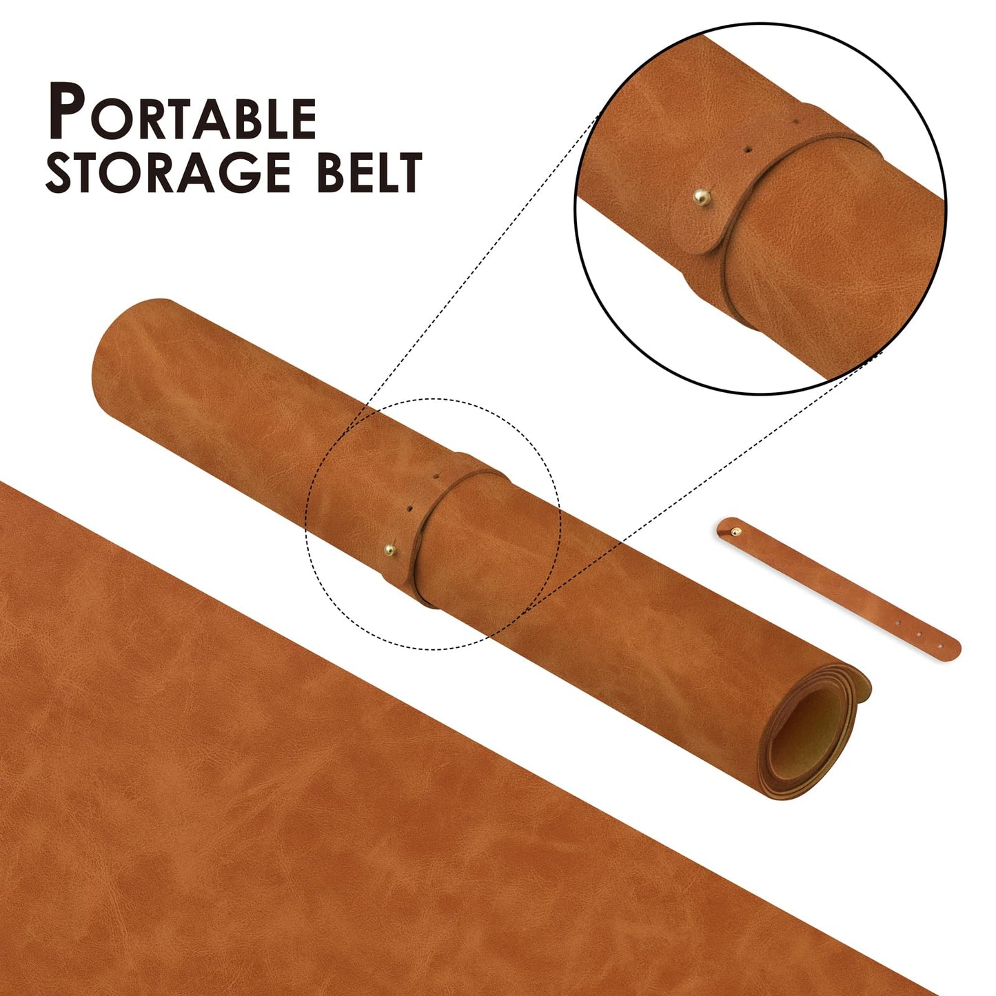 Distressed Leather Desk Mat - Non-Slip PU Desk Pad for Office and Home - Desk Organization and Accessories - Ideal for Large Mouse Pad and Desk Mats on Top of Desks(Tan,36"x 17")