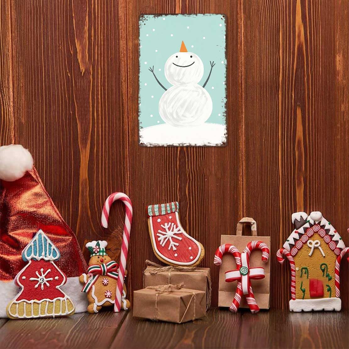 Vintage Christmas Metal Sign 8X12inch-Non Glare Matte Finish Tin Poster for Clear Viewing