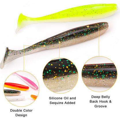 Vhxmaizxn 30 Pcs Soft Plastic Fishing Lures Paddle Tail Swimbaits Soft Bait