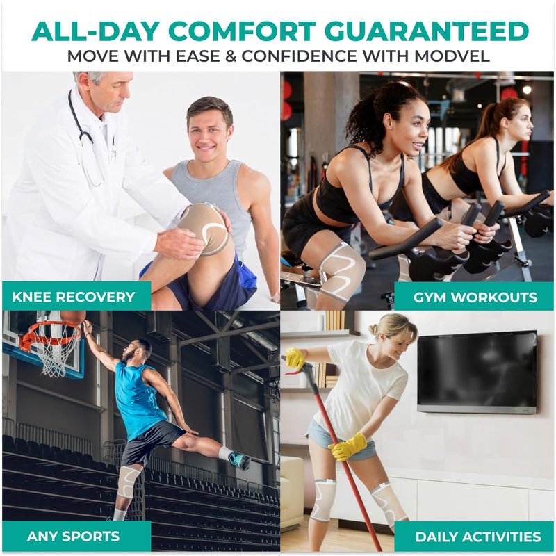 Compression Knee Brace for Men & Women - 2 Pack Support Sleeves for Running, Pain Relief & Injury Recovery | Ideal for ACL & Arthritis