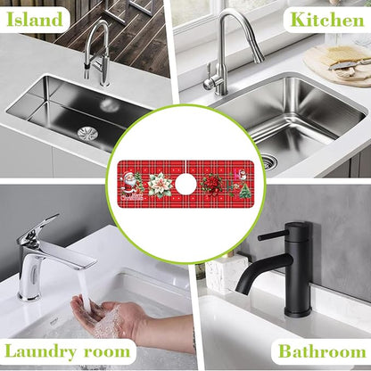 Chrismas Sink Splash Guard Faucet Mat Christmas Absorbent Fast Drying Mat Sink