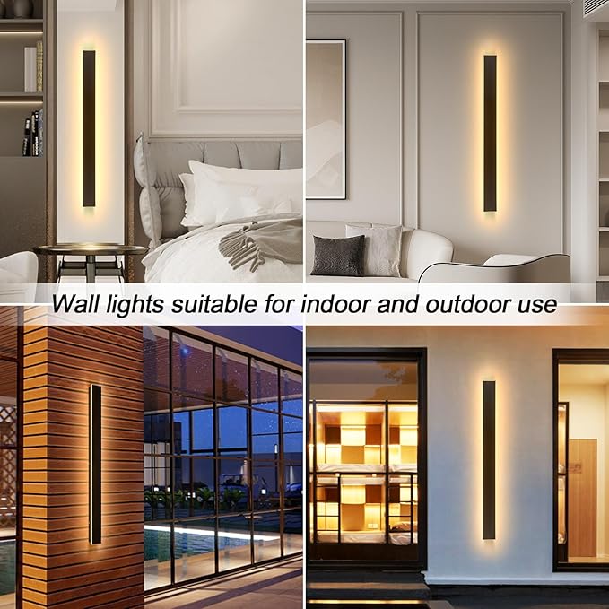 59 Inch Outdoor Wall Lights 2 Pack, Linear Wall Sconce LED Outdoor Wall Lamp Modern 3000K Wall Mount Exterior Light Fixtures for House Garage Porch