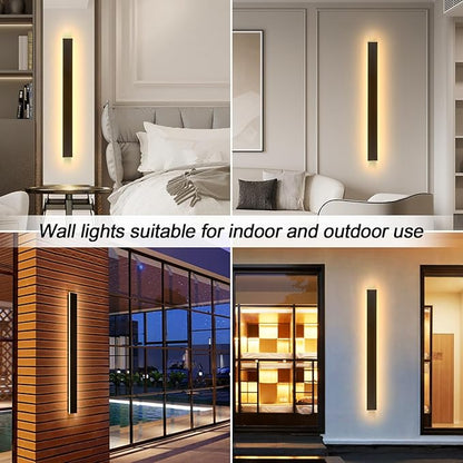 59 Inch Outdoor Wall Lights 2 Pack, Linear Wall Sconce LED Outdoor Wall Lamp Modern 3000K Wall Mount Exterior Light Fixtures for House Garage Porch