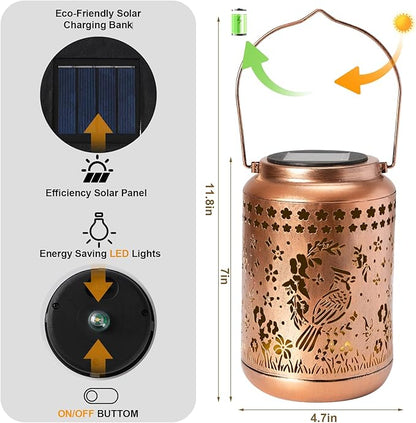 Cardinal Solar Lantern Outdoor Cardinal Decor Garden Decor Waterproof Decor Light Hanging Solar Lights Yard Decor, Gifts for Women Gifts for Mom Gifts for Grandma Cardinal Gifts