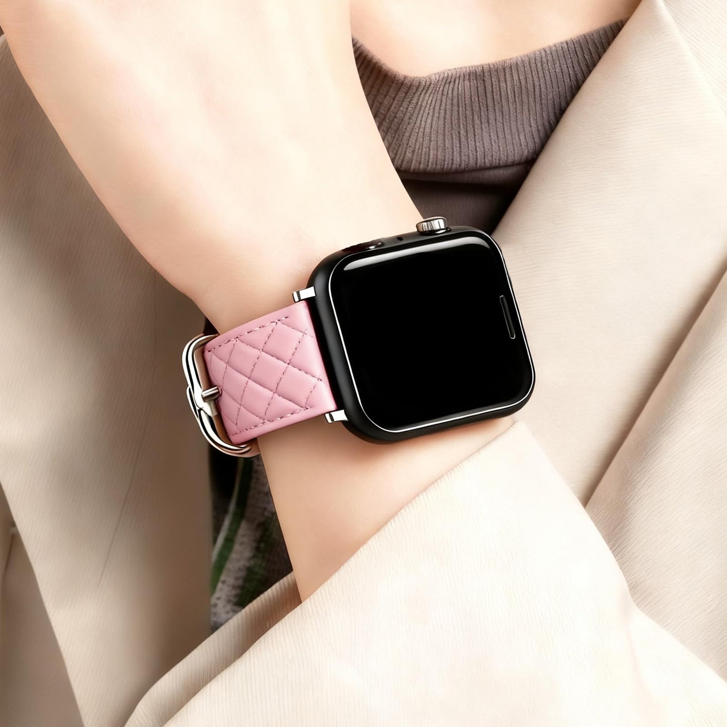 Women Genuine Lether Watch Band for Apple Watch, Dressy Soft Leather Watch Strap for Small Wrist, Compatible with Apple Watch Series 11 10 9 8 7 6 SE Ultra 3 2 1 38mm 40mm 41mm 42mm 44mm 45mm 46mm 49mm