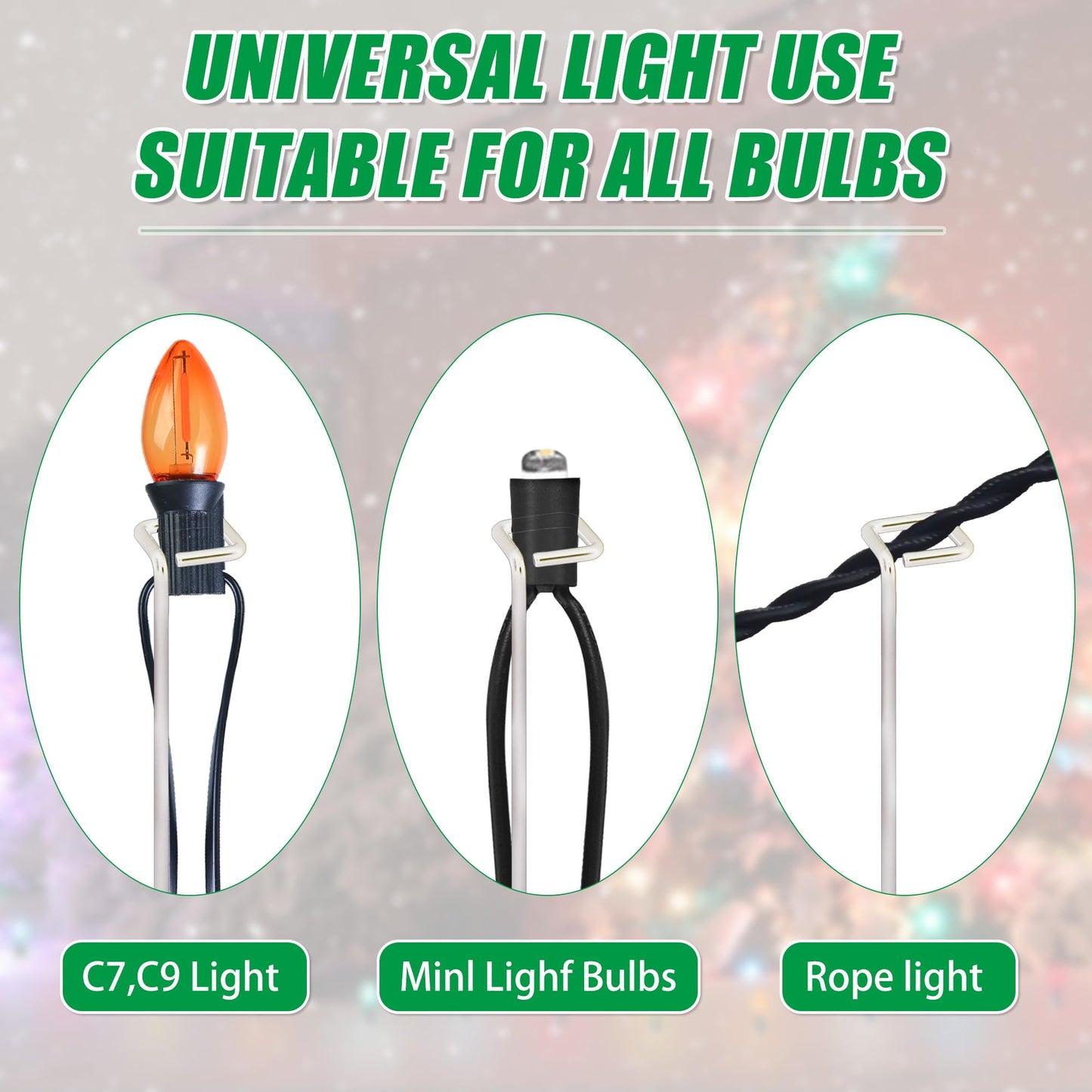 Bylion 50 Pack Metal Christmas Light Stakes - Outdoor Light Stakes - 9.8 Inch Christmas Yard Stakes for C7 C9 Universal Yard Lawn Stakes for Holiday Lights Use on Garden Lawn Patio Path Walkway