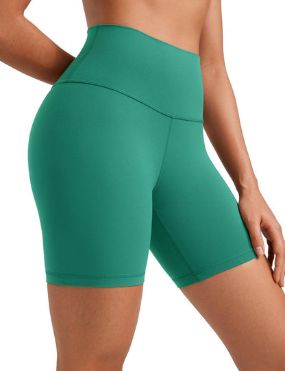 CRZ YOGA ButterLuxe Biker Shorts 6" - High Waisted Workout Running Volleyball Spandex Yoga Womens Cascadia Green Small