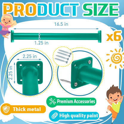 Dunzy 6 Pack 16.5 Inch Monkey Bars Playground Ladder Rungs Monkey Bar Kit Playground Accessories Ladder Rungs Swing Set Grab Handles for Kids Backyard Outdoor Indoor Jungle Climbing(16.5 Inch,Green)