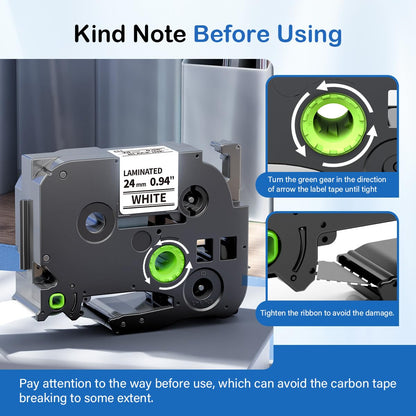 Labelife TZe-251 TZe TZ Tape 24mm 0.94 Compatible with Brother P Touch Label Maker Tape 24mm .94 Laminated White TZe251 TZ-251 1'' for Brother PT-D600 PT-D610BT PT-P710BT P700 P750W, 5-Pack