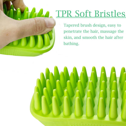 Yintoper Dog Bath Brush, Pet Silicone Shampoo Brush, Rubber Shower Wash Curry Brush for Short Long Haired Dogs Cats Shedding Grooming and Massage, Pet Rubber Brush Removes Loose & Shed Fur