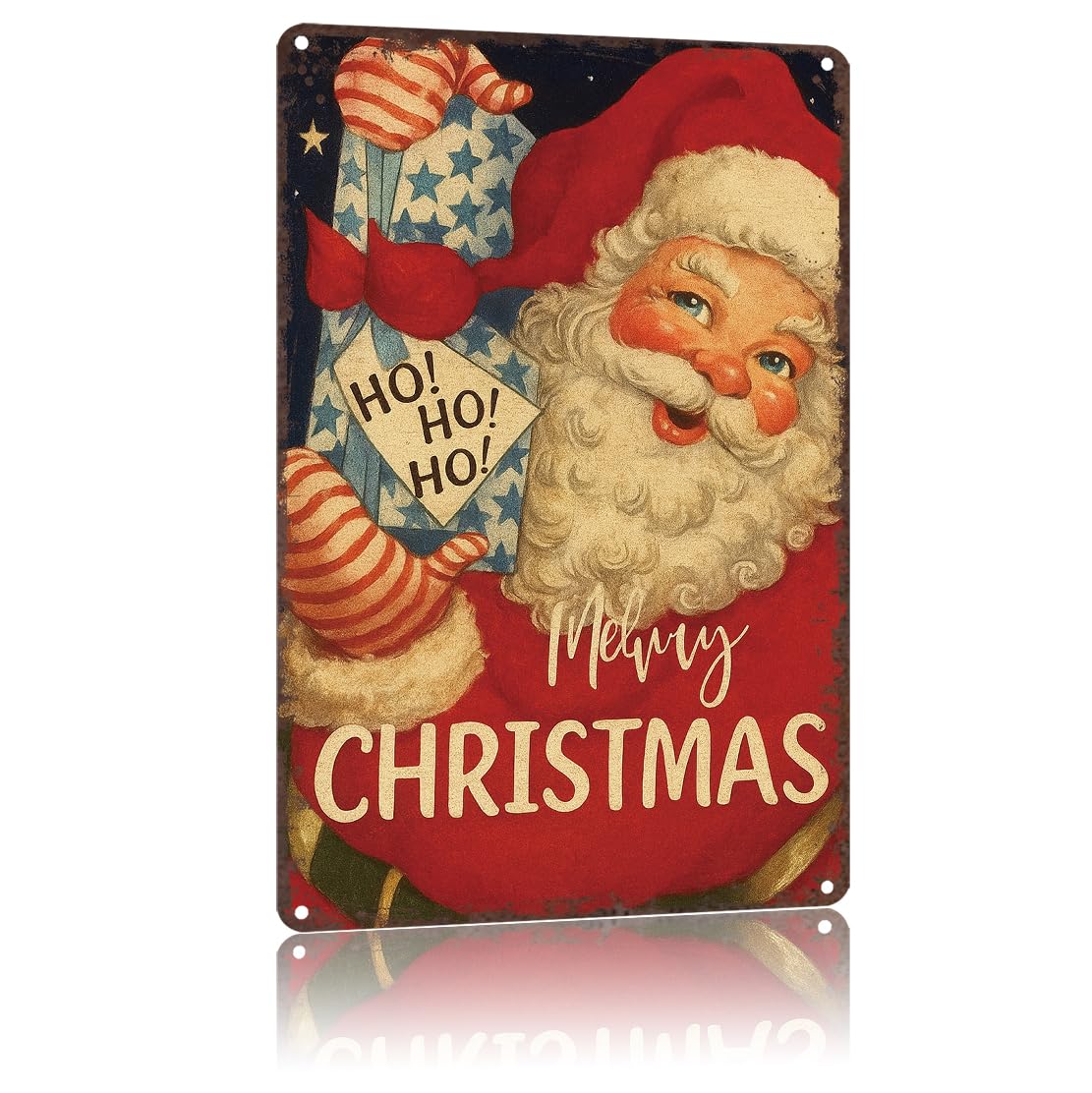 Retro Vintage Christmas Metal Sign 8X12inch-Classic Holiday Motif Tin Wall Art for Collectors