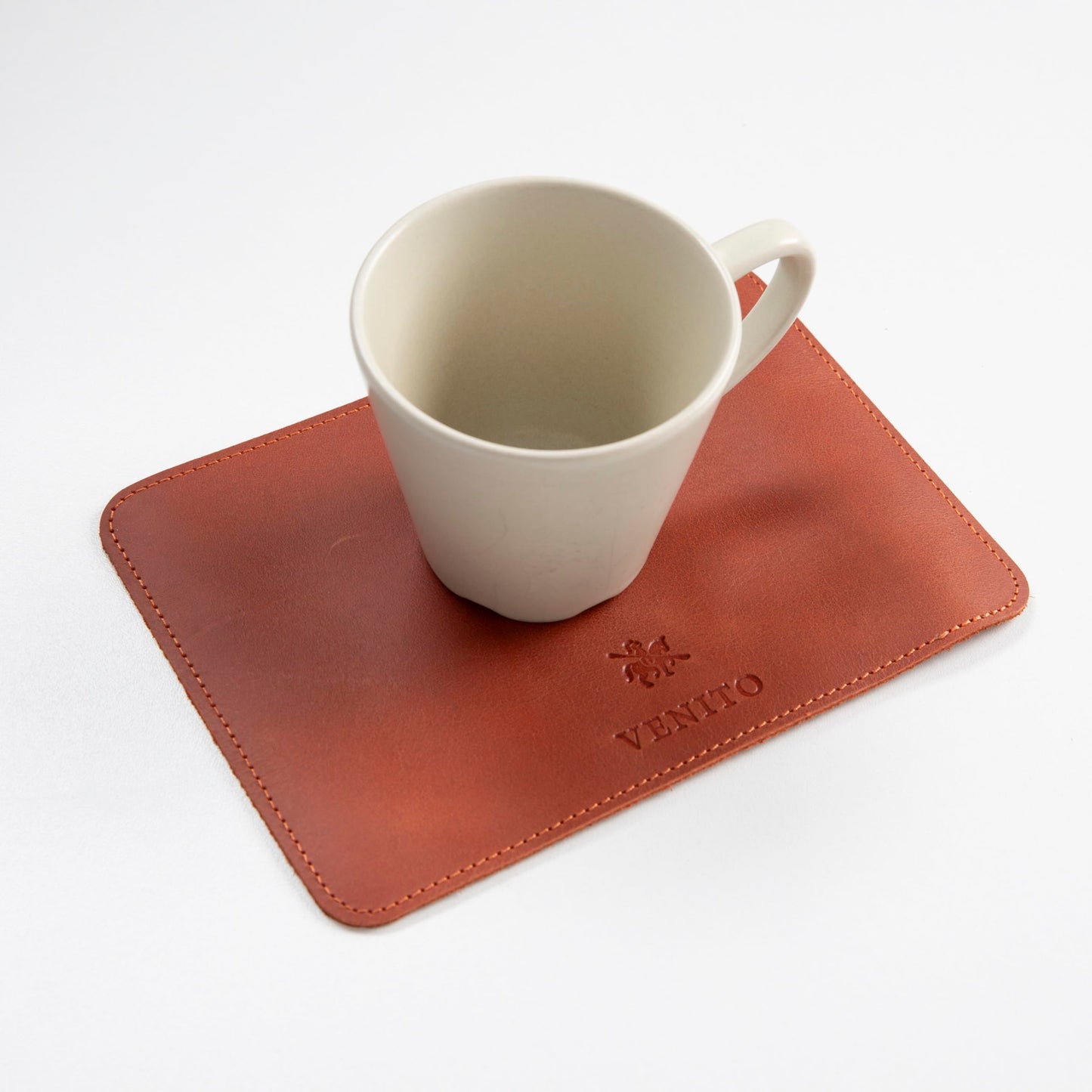 VENITO Leather 3-in-1 Desk Mat Set – Desk Mat (32"x16"), Organizer Tray & Cup Coaster – Full-Grain Leather Desk Pad for Office & Home – Elegant Workspace Accessories for Men & Women, Cinnamon
