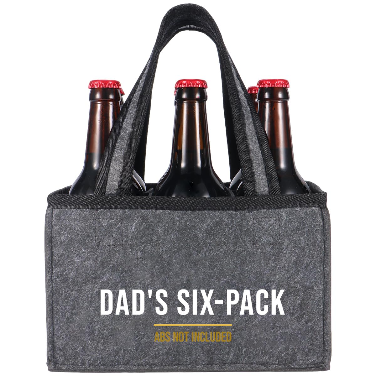 Funny Dad Gifts from Daughter Son, Dad Beer Carrier Felt Bottle Tote, Father’s Day Birthday Gift, Reusable Drink Caddy for Camping, BBQ, Picnic, and Party