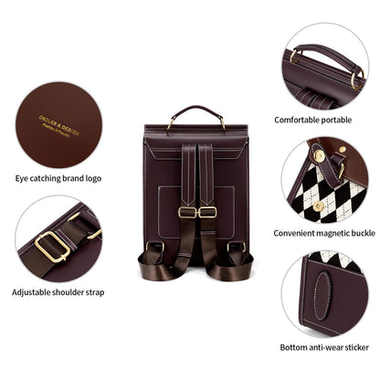 Cnoles Leather Backpack Purse For Women Fashion Ladies Vintage Bag Casual College Travel Backpacks Large bags Black