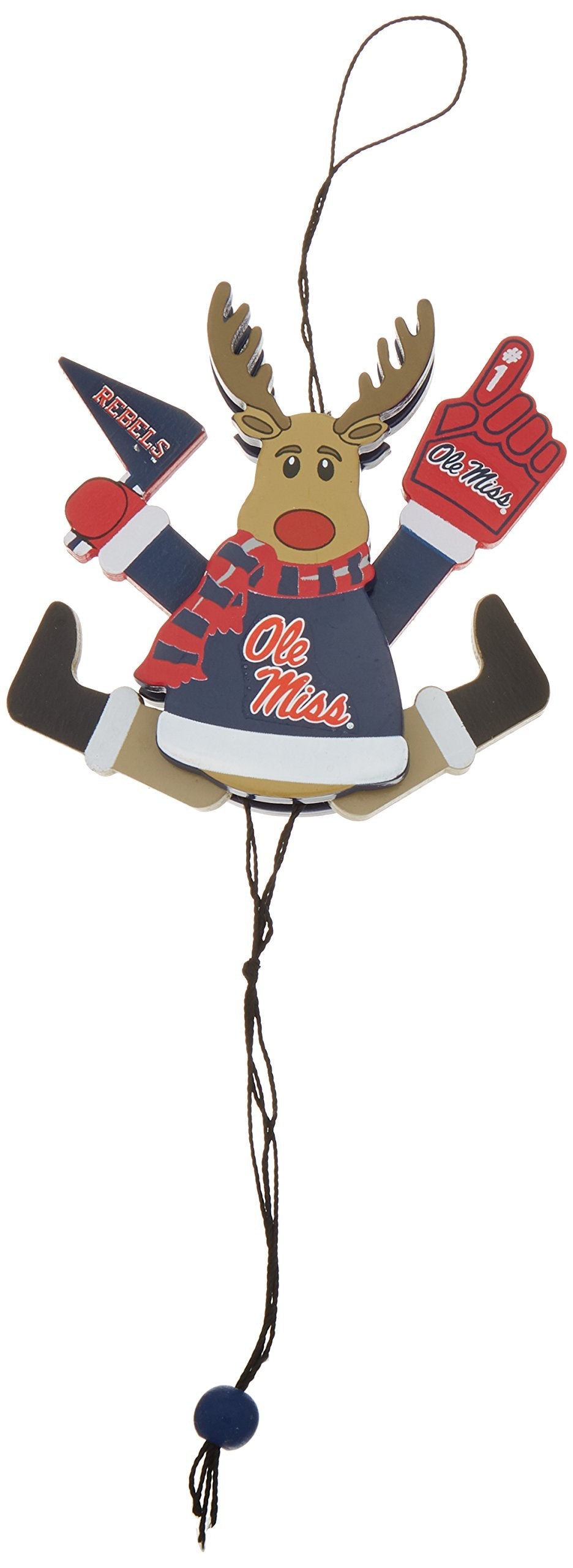 NCAA Mississippi Ole Miss Rebels Wooden Cheer Ornament