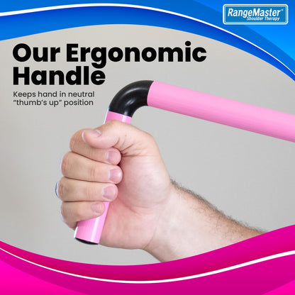 RangeMaster ShoulderWand Therapy Stretching Tool│Collapsible Stretching Bar│Physical Therapy Tool for Recovery and Increasing Motion (Pink)