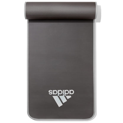 Adidas 10mm Extra Thick Training Mat with Carrying Strap and Non-Slip Textured Base - Cushioned Workout Mat for Home Gym, Floor Workouts, and Intense Exercises - Portable and Durable