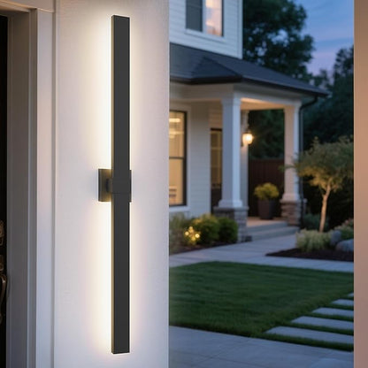 LamQee 47.2 In Aluminum Long Outdoor Wall Lights, 3000K 1760LM LED Waterproof IP65, Modern Exterior Lighting Fixture Linear Outdoor Sconce Wall Mount Outside Lighting for House Porch Patio Garage Door