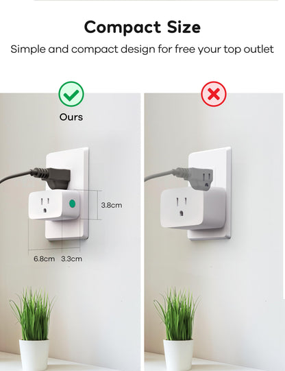 Winees Matter Smart Plug 2 Pack, Smart Outlet Work with Alexa, Apple Home, Google Home, SmartThings, 15A/1800W Max for Home Automation, APP Remote Control,Timer&Schedule, 2.4G Wi-Fi Only