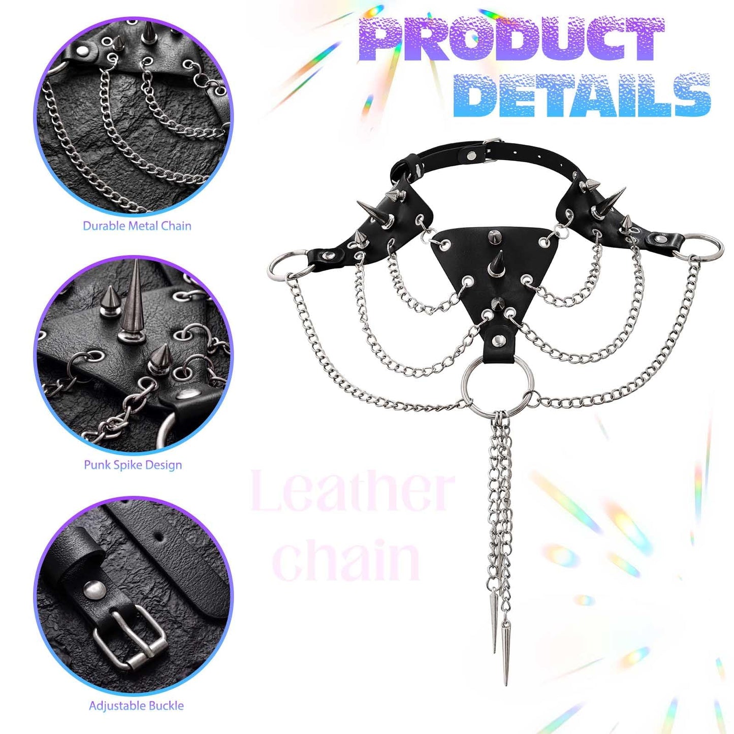 ELABEST Punk Rivet Black Leather Choker Necklace Women Gothic Spike Studded Collar Rock Streetwear Jewelry Accessory