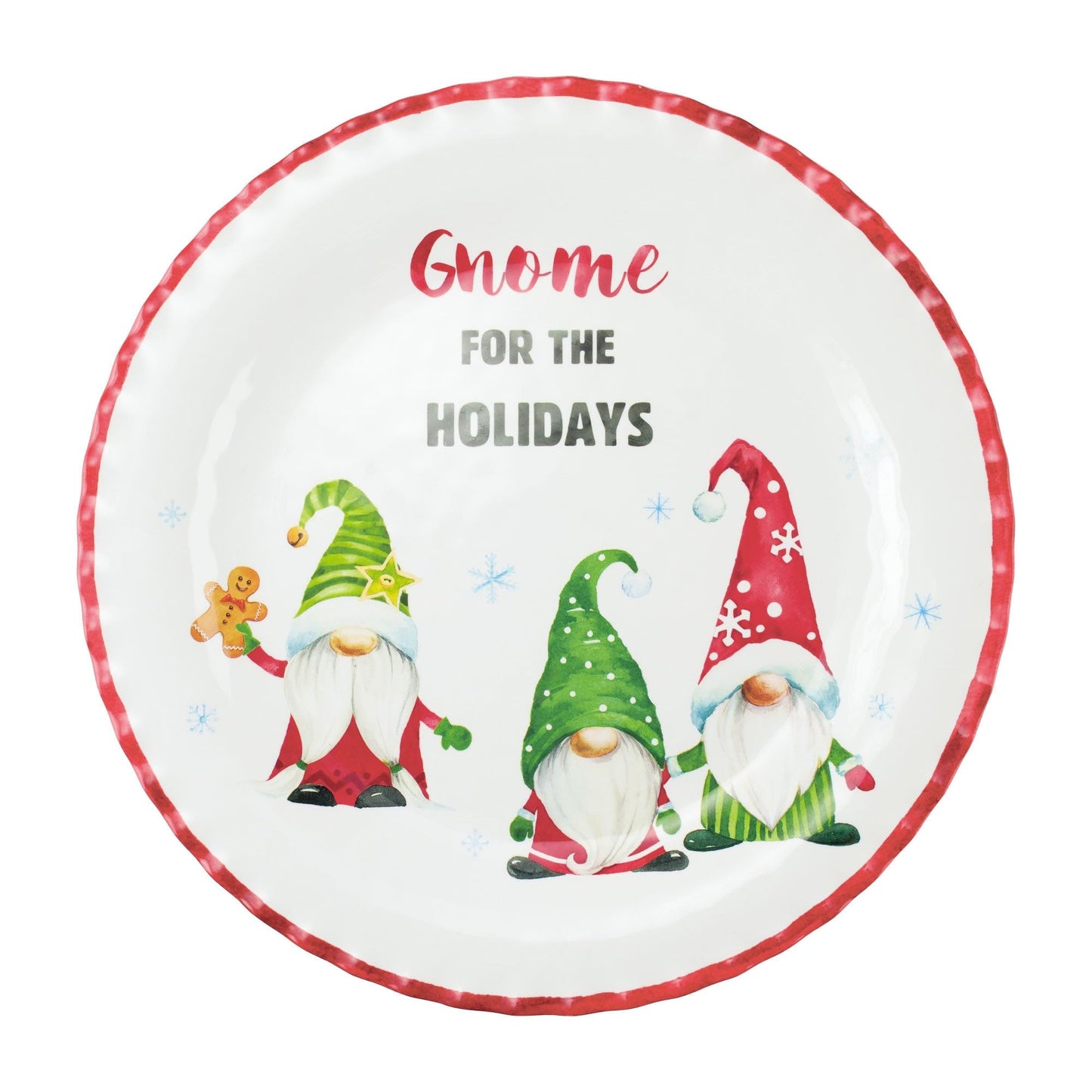 UP UPware Melamine Serving Platter BPA Free Food Platter 14 Inch Round Platter for Christmas (Gnomies)