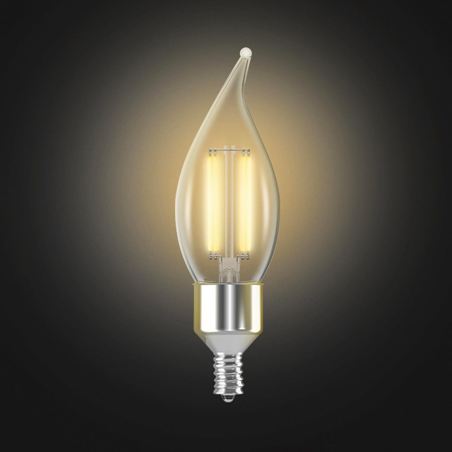Feit Electric Smart LED Candle Wifi Bulb, Works with Alexa or Google Assistant, E12 base, No Hub, Flame Tip Filament Chandelier Light Bulb, 2700K Soft White, 4 Pack CFC40/927CA/FIL/AG/4