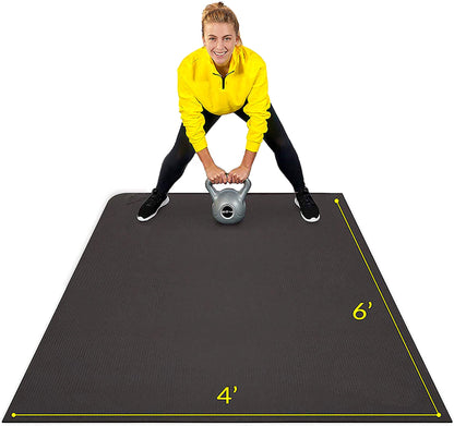 ActiveGear Large Exercise Mat for Home Workout | Workout Gym Flooring for Home Gym | Rubber Workout Mat - 6 x 4 ft Black