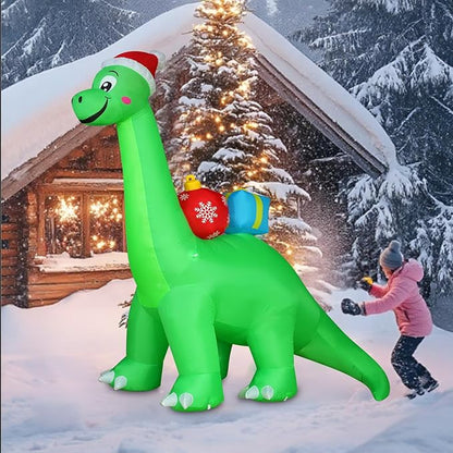 Onory 10 FT Christmas Inflatables Outdoor Decorations Inflatable Christmas Dinosaur with Build-in LEDs Blow up Holiday Decorations for Yard Garden Outdoor Indoor Decor