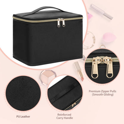 OCHEAL Travel Makeup Bag, Cosmetic Bags for Women Makeup Case Organizer Large Capacity Travel Toiletry Bag Storage Bags with Divider and Handle for Cosmetics Toiletries Brushes Tools-Large, Black