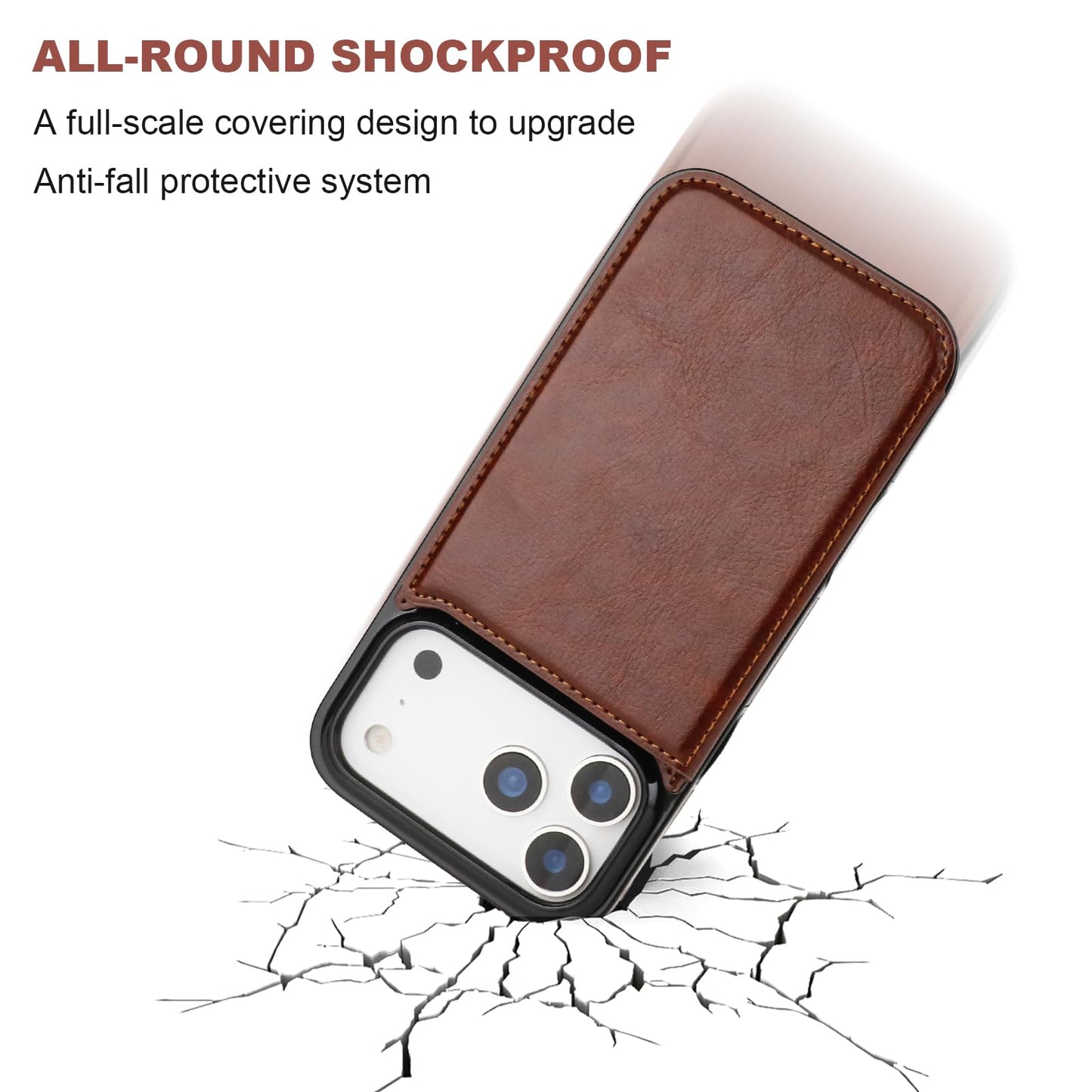 ONETOP Compatible with iPhone 17 Pro Max Wallet Case with Card Holder, PU Leather Kickstand Card Slots Case, Double Magnetic Clasp and Durable Shockproof Cover 6.9 Inch (Brown)