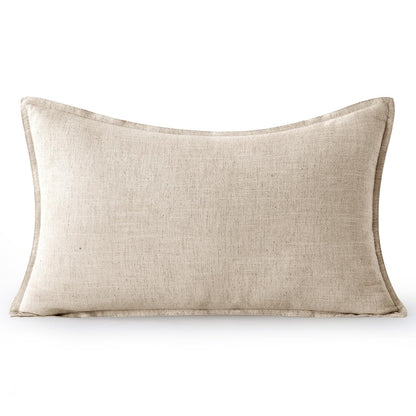 MIULEE Decorative Linen Lumbar Pillow Covers 12x20 Inch Natural Beige Boho Farmhouse Neutral Christmas Couch Throw Pillows for Bed Pack of 1 Accent Modern Pillowcase Sofa Livingroom Home Decor
