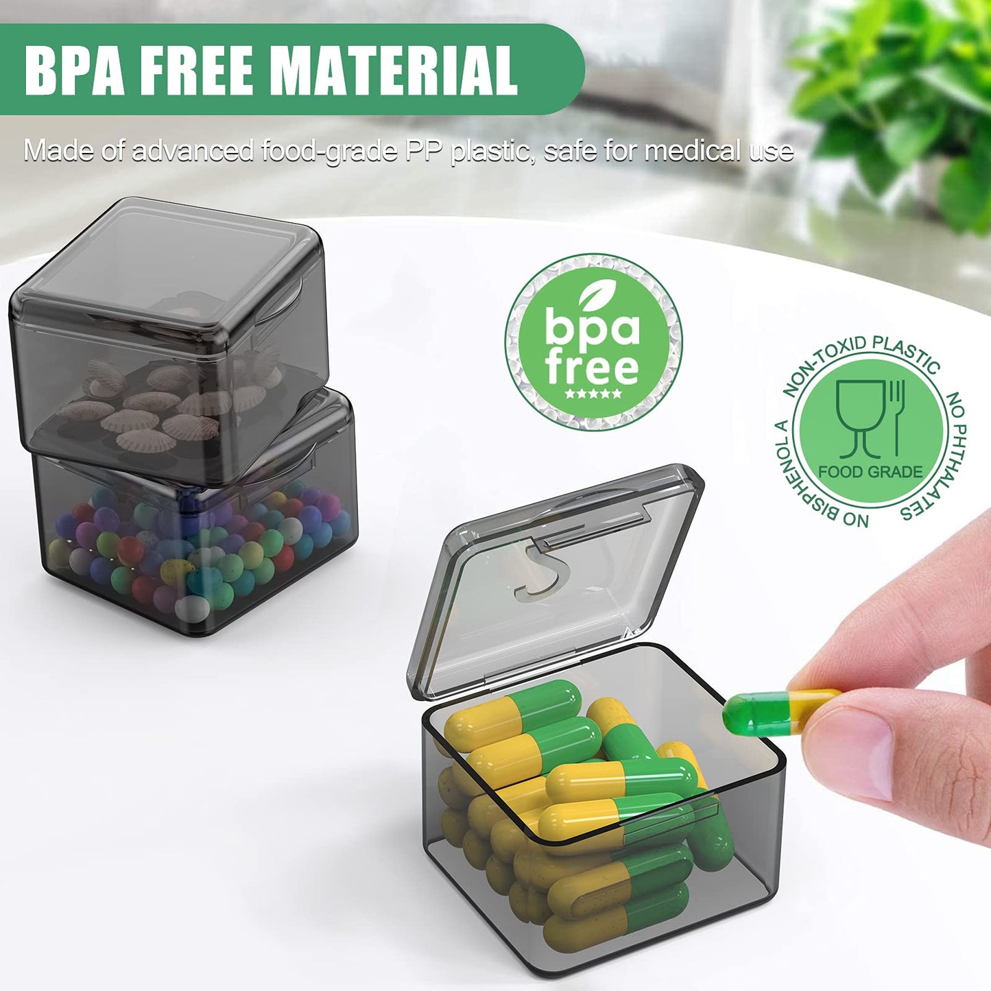 DOHIMGIO 30 Packs Plastic Stackable Organizer Container with Lids, Mini Containers for Beads, Glitter, Slime, Paint or Seed Storage - Black (Black)