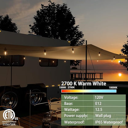 Outdoor String Lights ,150 FT Led Patio Globe Lights with Plastic Bulbs,Waterproof,Shatterproof,G40 Outdoor String Lights,Connectable Hanging for Backyard, Bistro, Porch, Deck, Balcony,Tent (150ft)